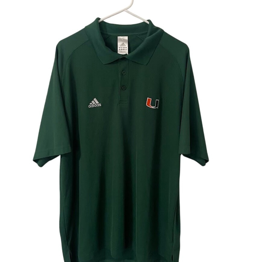 Miami Hurricanes Adidas‎ Polo Shirt NCAA College Green Embroidered Logo